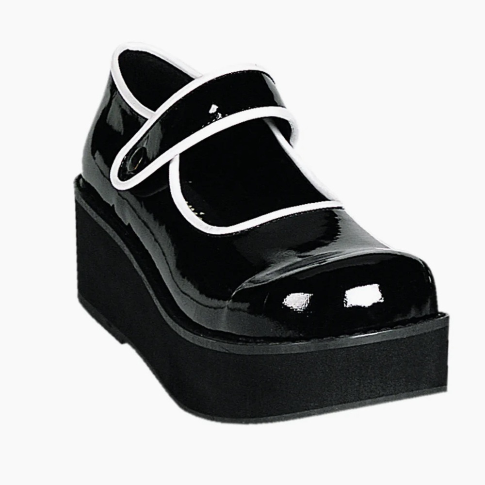 Demonia Black Patent Goth Mary Jane Platform Shoes